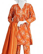 Safety Orange Lawn Suit- Pakistani Designer Lawn Dress