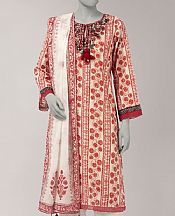 Junaid Jamshed Ivory/Red Lawn Suit (2 Pcs)- Pakistani Lawn Dress