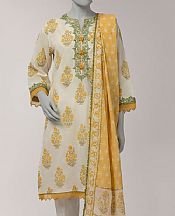 Junaid Jamshed Ivory/Yellow Lawn Suit (2 Pcs)- Pakistani Lawn Dress