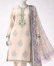 Junaid Jamshed Ivory Lawn Suit (2 Pcs)- Pakistani Designer Lawn Suits