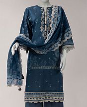 Junaid Jamshed Teal Blue Lawn Suit (2 Pcs)- Pakistani Lawn Dress