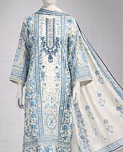 Junaid Jamshed White/Blue Lawn Suit (2 Pcs)- Pakistani Lawn Dress