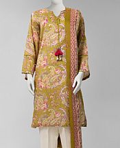 Junaid Jamshed Olive Lawn Suit (2 Pcs)- Pakistani Lawn Dress