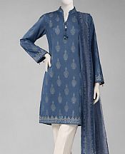 Junaid Jamshed Denim Blue Lawn Suit (2 Pcs)- Pakistani Lawn Dress