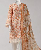 Ivory/Orange Lawn Suit