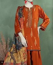 Junaid Jamshed Rust Lawn Suit- Pakistani Designer Lawn Suits
