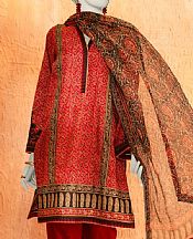 Junaid Jamshed Red Lawn Suit- Pakistani Designer Lawn Suits