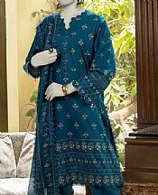 Junaid Jamshed Teal Blue Lawn Suit- Pakistani Designer Lawn Suits