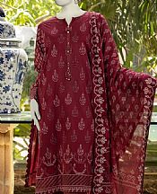 Junaid Jamshed Wine Red Lawn Suit- Pakistani Lawn Dress