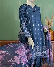 Junaid Jamshed Dusky Blue Lawn Suit- Pakistani Lawn Dress