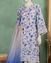 Junaid Jamshed Ivory/Dusky Blue Lawn Suit- Pakistani Designer Lawn Suits