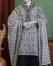 Junaid Jamshed Black/Off White Lawn Suit- Pakistani Lawn Dress