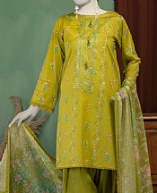 Junaid Jamshed Olive Green Lawn Suit- Pakistani Lawn Dress