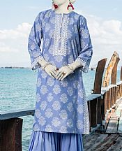 Junaid Jamshed Dark Pastel Blue Lawn Kurti- Pakistani Designer Lawn Suits