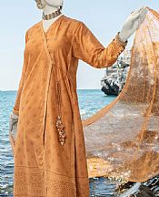 Junaid Jamshed Persian Orange Lawn Suit- Pakistani Designer Lawn Suits