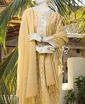 Junaid Jamshed Sand Gold Jacquard Suit
