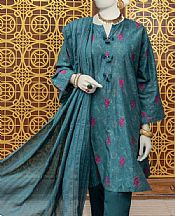 Junaid Jamshed Teal Lawn Suit- Pakistani Designer Lawn Suits