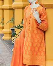 Junaid Jamshed Orange Jacquard Suit- Pakistani Designer Lawn Suits