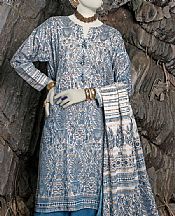Junaid Jamshed Blue/White Lawn Suit- Pakistani Designer Lawn Suits