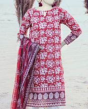 Junaid Jamshed Red Lawn Suit- Pakistani Lawn Dress