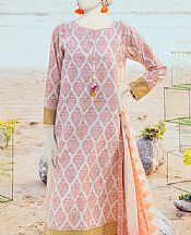 Junaid Jamshed Off White/Pink Lawn Suit- Pakistani Lawn Dress