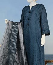 Junaid Jamshed Dark Grey Blue Lawn Suit (2 Pcs)- Pakistani Designer Lawn Suits