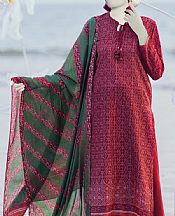 Junaid Jamshed Wine Red Lawn Suit (2 Pcs)- Pakistani Designer Lawn Suits
