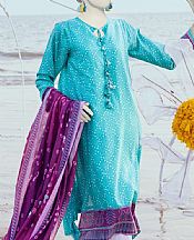 Junaid Jamshed Turquoise Lawn Suit (2 Pcs)- Pakistani Designer Lawn Suits