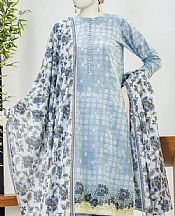 Junaid Jamshed Moonstone Blue Lawn Suit- Pakistani Designer Lawn Suits
