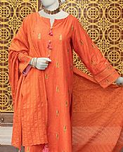 Junaid Jamshed Shocking Orange Lawn Suit- Pakistani Lawn Dress