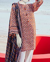 Junaid Jamshed Brown Rust Lawn Suit (2 Pcs)- Pakistani Lawn Dress