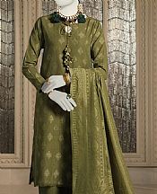 Junaid Jamshed Olive Green Jacquard Suit