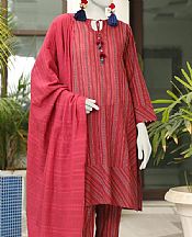Junaid Jamshed Dull Red Jacquard Suit- Pakistani Designer Lawn Suits