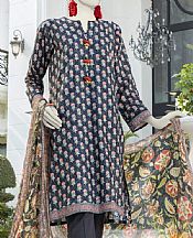 Junaid Jamshed Charcoal Grey Lawn Suit- Pakistani Lawn Dress