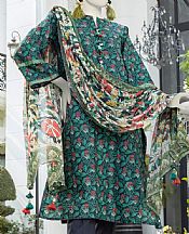 Junaid Jamshed Green/Black Lawn Suit- Pakistani Designer Lawn Suits