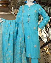Junaid Jamshed Turquoise Lawn Suit- Pakistani Designer Lawn Suits