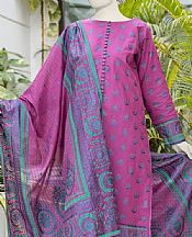 Junaid Jamshed Purplish Pink Lawn Suit- Pakistani Designer Lawn Suits
