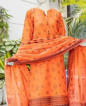 Junaid Jamshed Burning Orange Lawn Suit- Pakistani Designer Lawn Suits