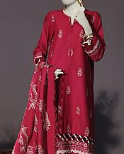 Junaid Jamshed Deep Carmine Cambric Suit- Pakistani Winter Dress