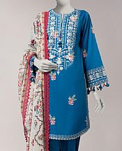 Junaid Jamshed Blue Lawn Suit- Pakistani Lawn Dress