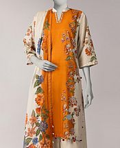 Junaid Jamshed Orange/Ivory Lawn Suit- Pakistani Lawn Dress
