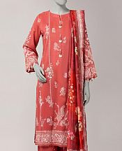 Junaid Jamshed Pastel Red Lawn Suit- Pakistani Designer Lawn Suits