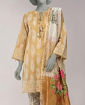 Junaid Jamshed Sand Gold Lawn Suit- Pakistani Designer Lawn Suits
