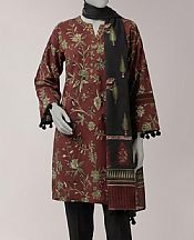 Junaid Jamshed Wine/Black Lawn Suit (2 pcs)- Pakistani Lawn Dress