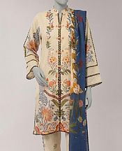 Junaid Jamshed Cream Lawn Suit- Pakistani Designer Lawn Suits
