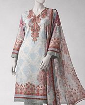 Junaid Jamshed Off White/Light Blue Lawn Suit- Pakistani Lawn Dress