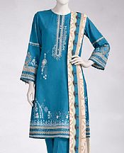 Junaid Jamshed Teal Blue Lawn Suit- Pakistani Lawn Dress