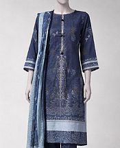 Junaid Jamshed Navy Lawn Suit- Pakistani Lawn Dress