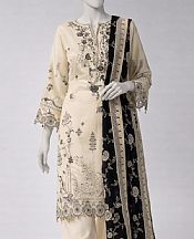 Junaid Jamshed Off White Lawn Suit- Pakistani Designer Lawn Suits