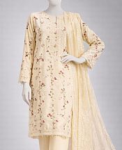 Junaid Jamshed Cream Lawn Suit- Pakistani Lawn Dress